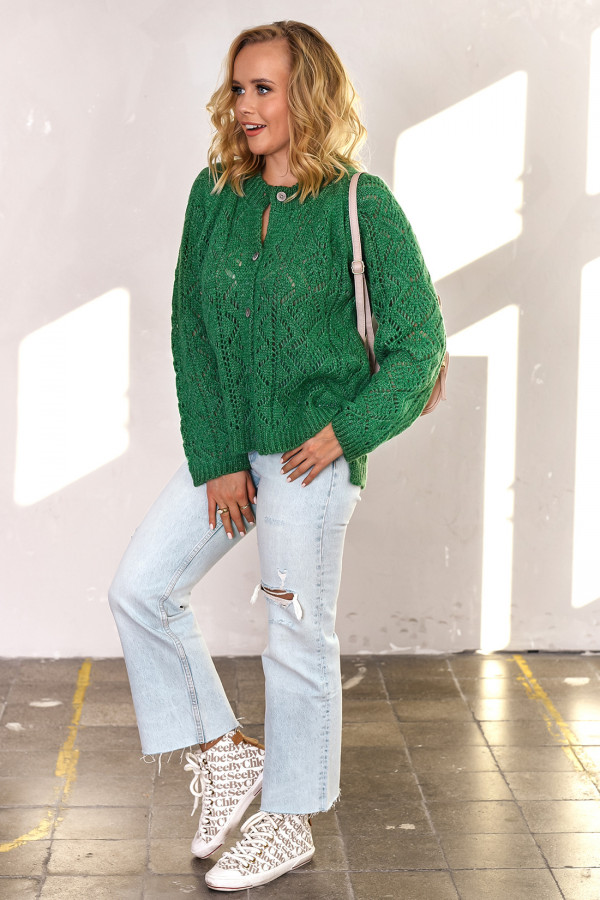 Sweter ażurowy Zielony