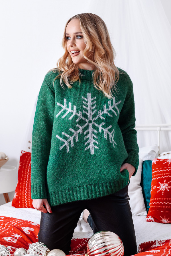 Świąteczny sweter z gwiazdą Zielony
