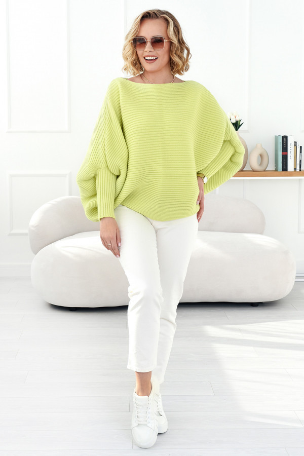 Prążkowany sweter Bessa Limonka 1
