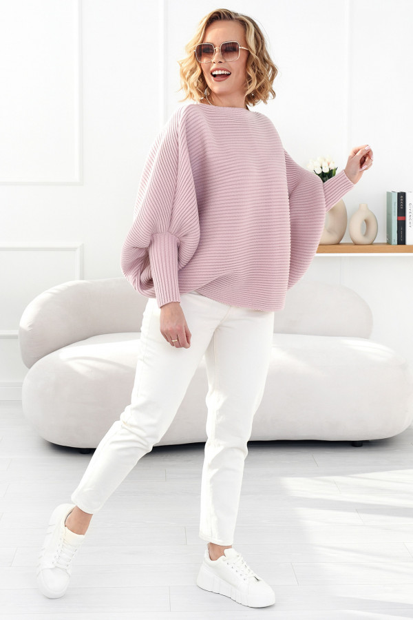 Prążkowany sweter Bessa Róż 2