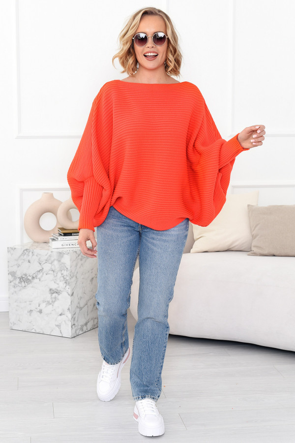 Prążkowany sweter Bessa Pomarańcz