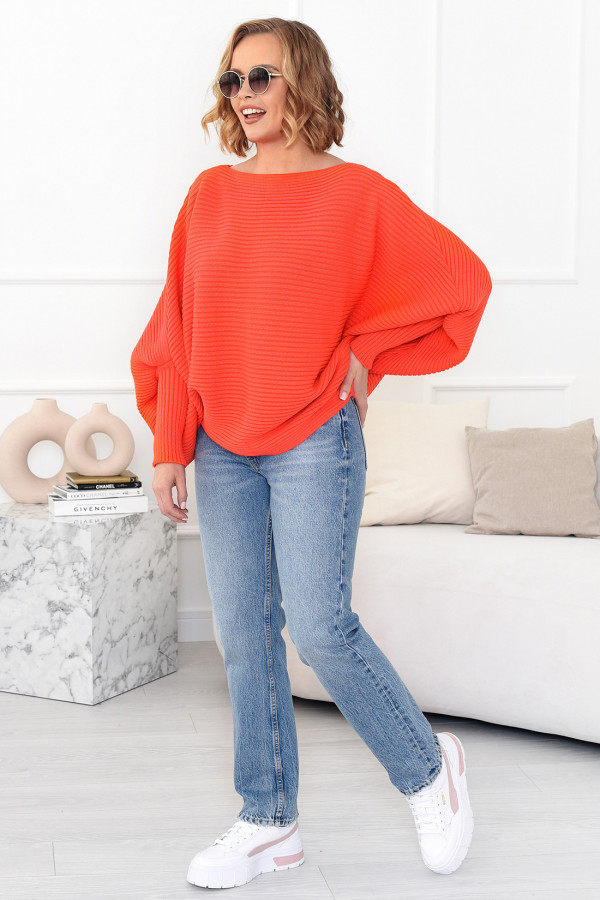 Prążkowany sweter Bessa Pomarańcz 2
