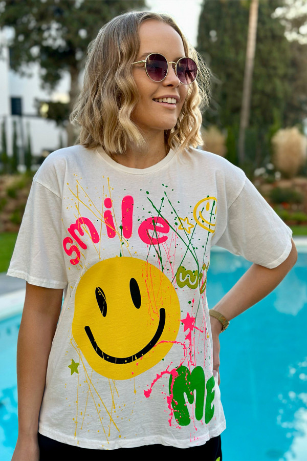 T-shirt Smile Biały