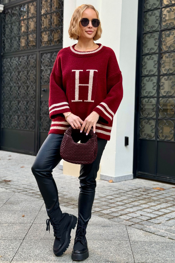 Sweter oversize Hamilton Burgund 2