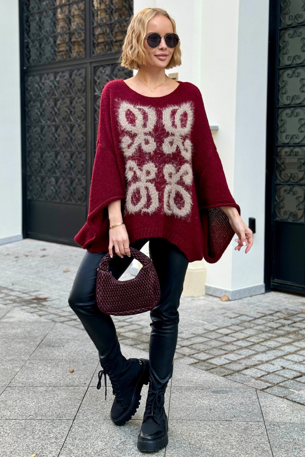 Sweter oversize Margaret Burgund