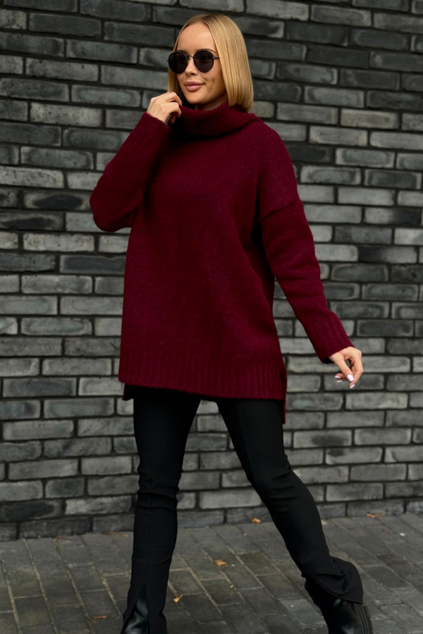 Sweter oversize golfem Anna Burgund