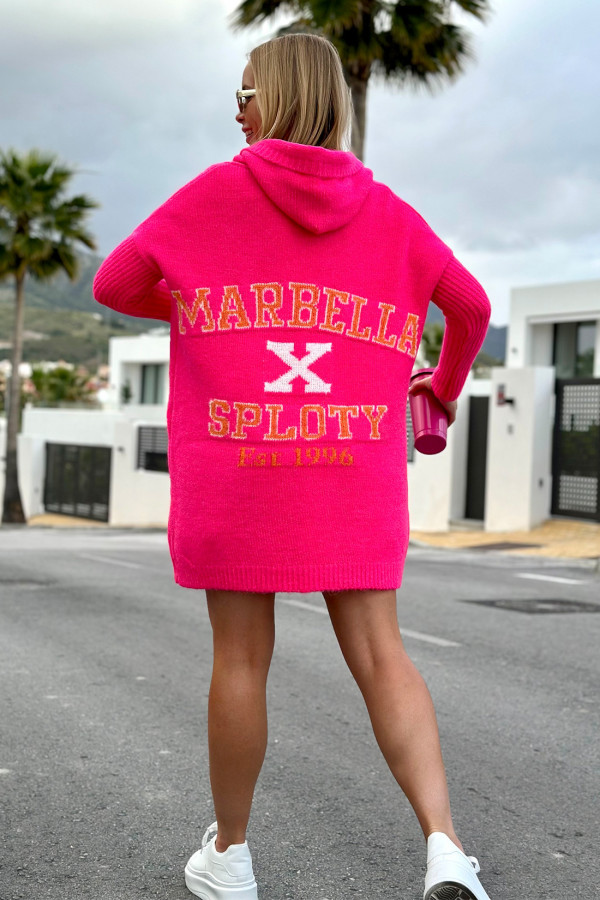 Kardigan oversize z kapturem Marbella x Sploty Fuksja 1