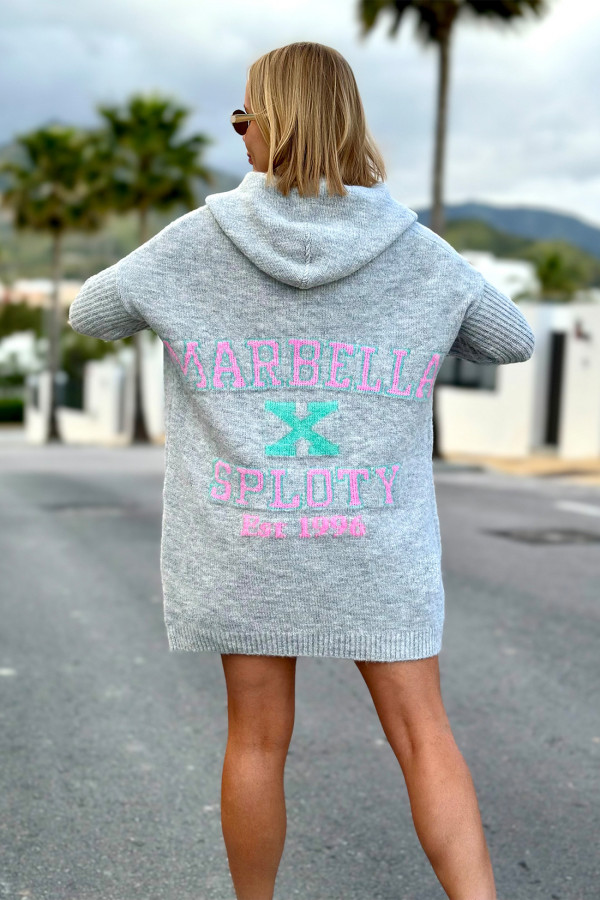 Kardigan oversize z kapturem Marbella x Sploty Szary 1