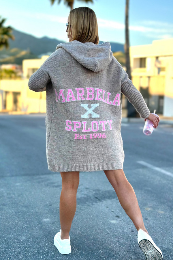 Kardigan oversize z kapturem Marbella x Sploty Beż