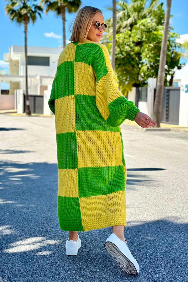 Długi kardigan oversize Agnes Trawa-cytryna 1