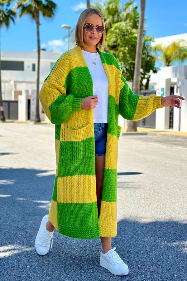 Długi kardigan oversize Agnes Trawa-cytryna 3
