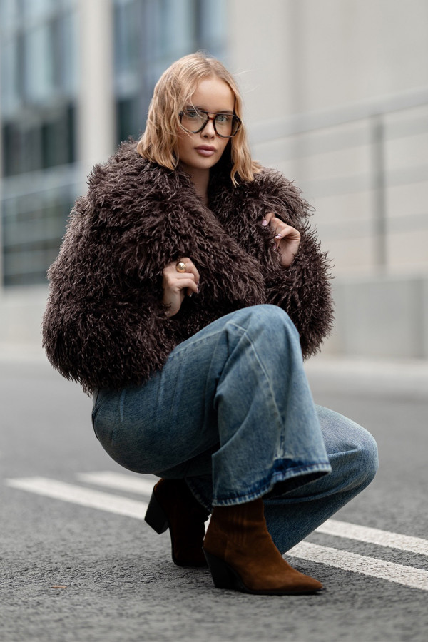 Płaszcz futerko Nora Czekolada 2